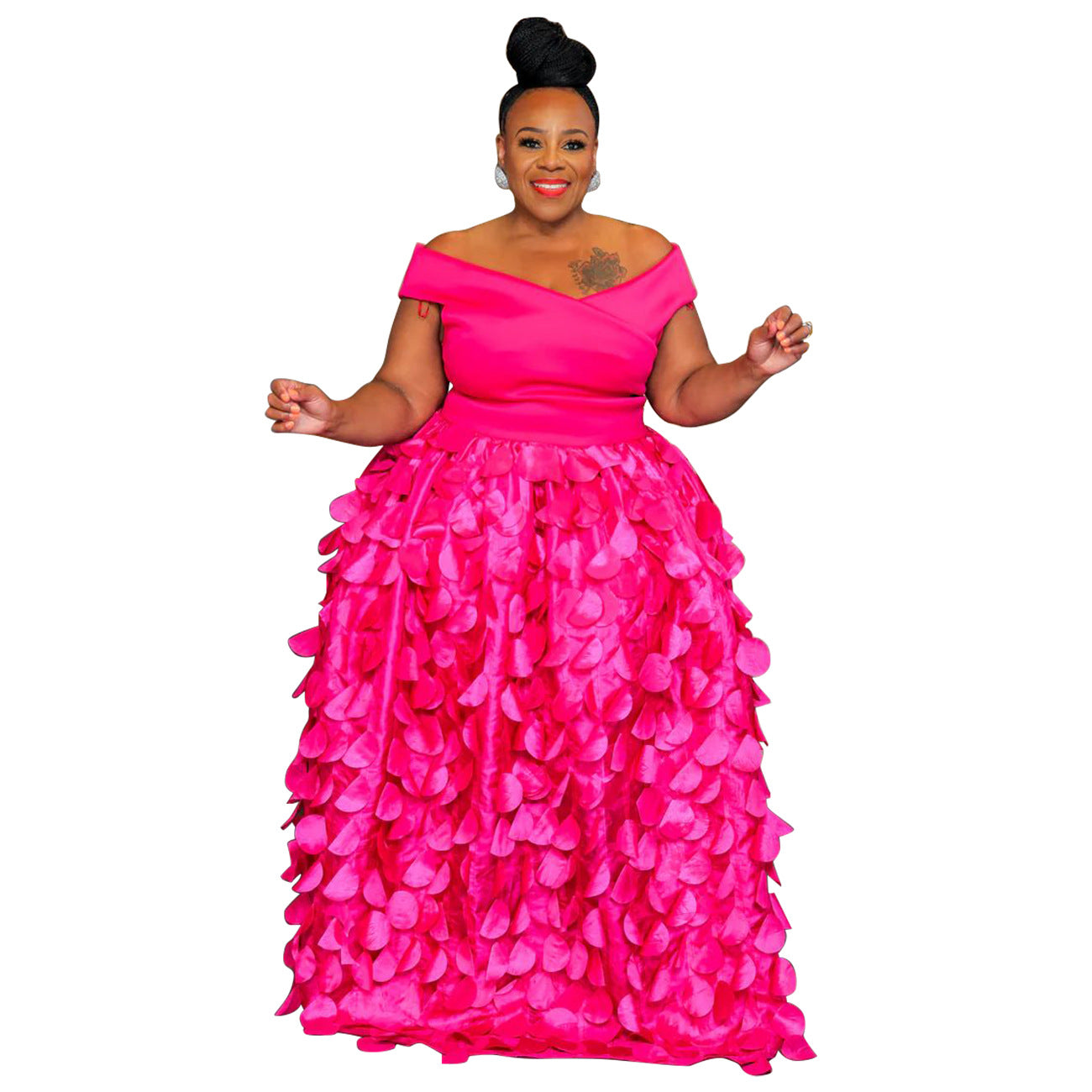 Plus Size High-Waist Slimming Evening Dress for Banquets – Elegant & Sophisticated