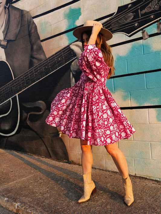 Summer Fashion Plus Size Loose Fit Tie-Waist Artistic Vintage European & American Style Printed Dress for Women