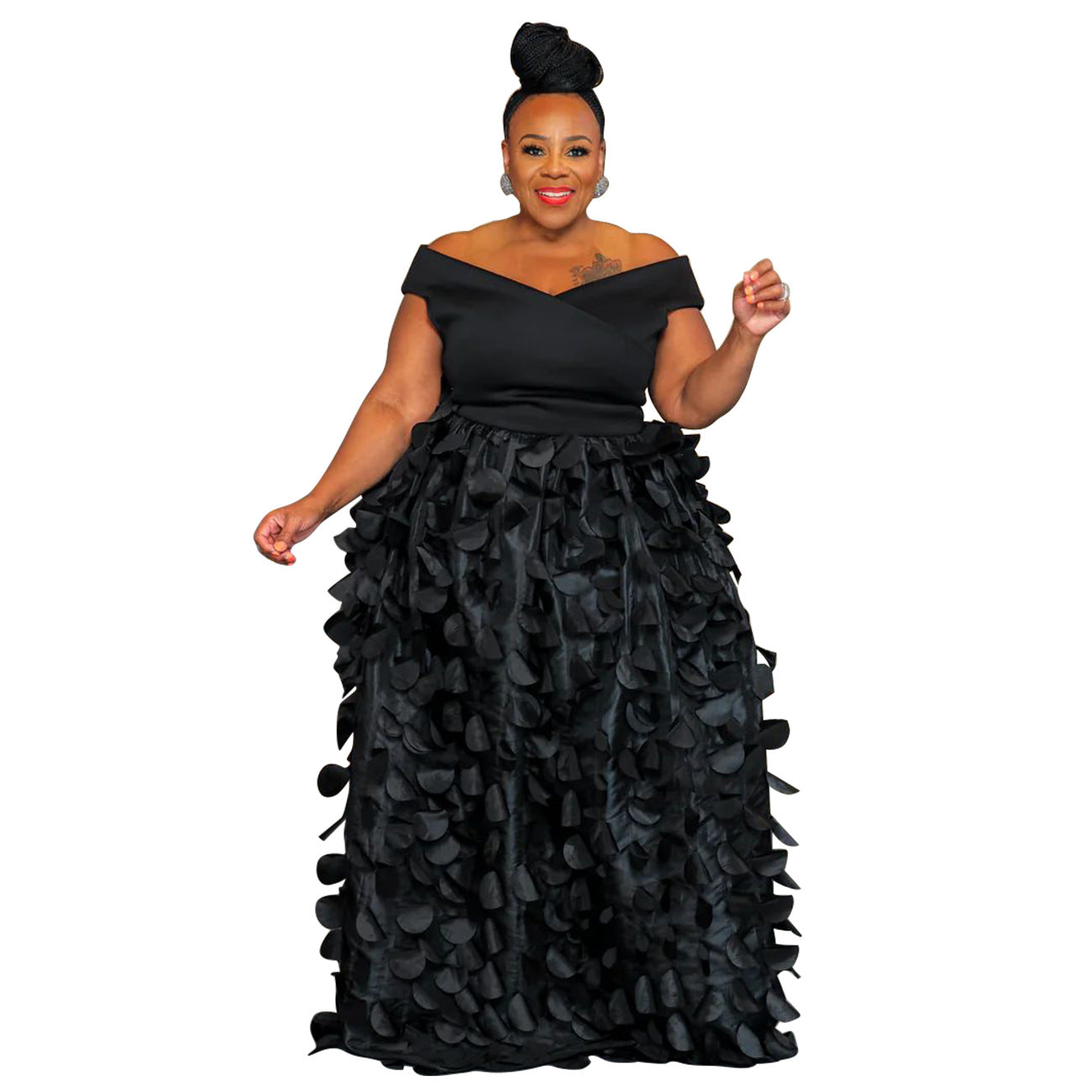 Plus Size High-Waist Slimming Evening Dress for Banquets – Elegant & Sophisticated